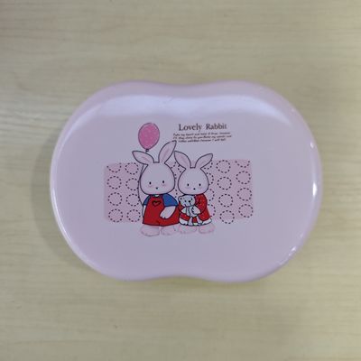 顺美2336粉兔防滑防水肥皂盒 翻盖 带盖皂盒 儿童皂盒 沥水皂碟