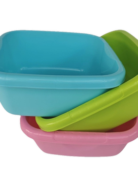 茶花0445加厚方形塑料盆厨房洗碗盆婴儿宝宝洗脸盆家用洗菜盆