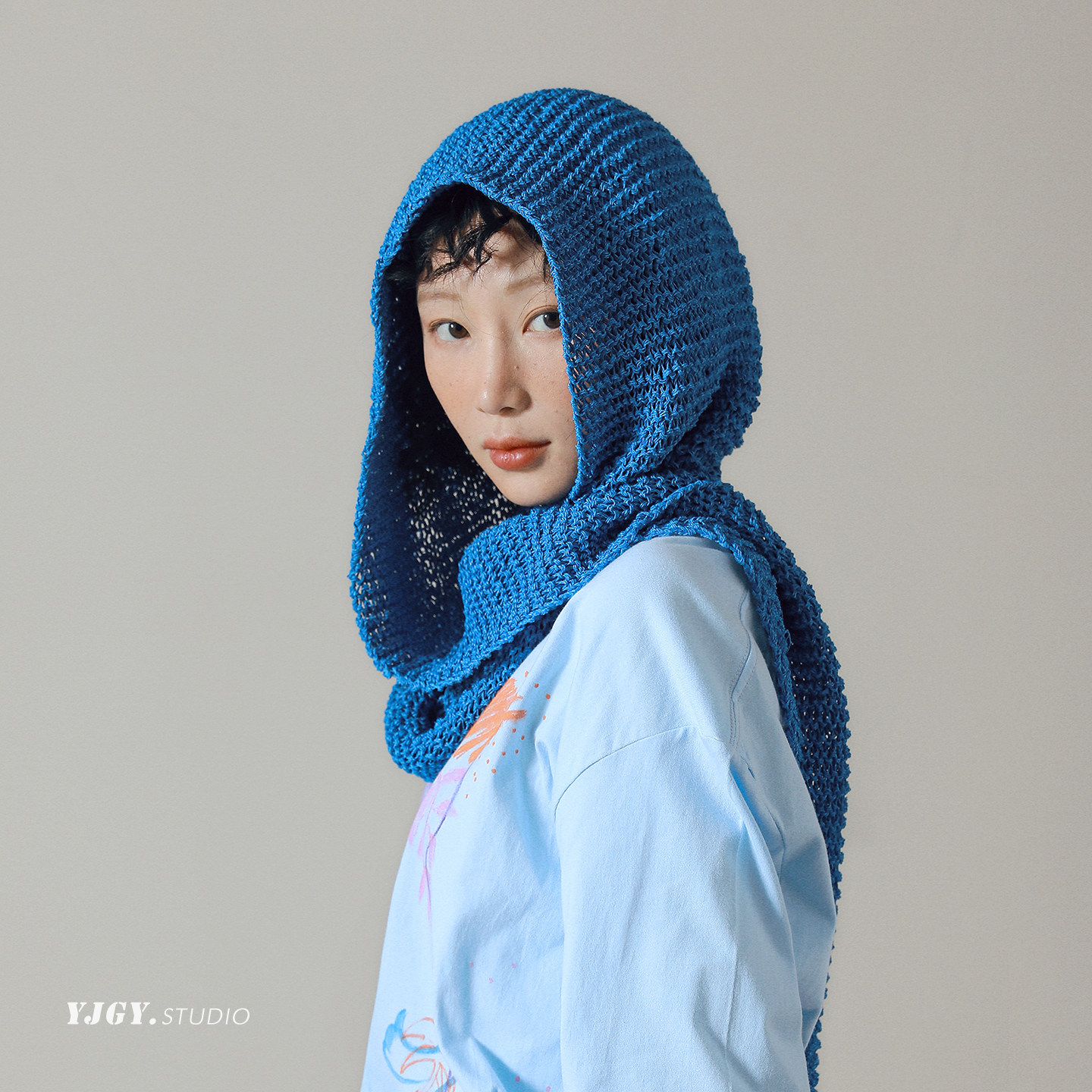 印计谷羽原创自留春夏薄款巴拉克拉法帽子女显脸小和纸披肩斗篷帽