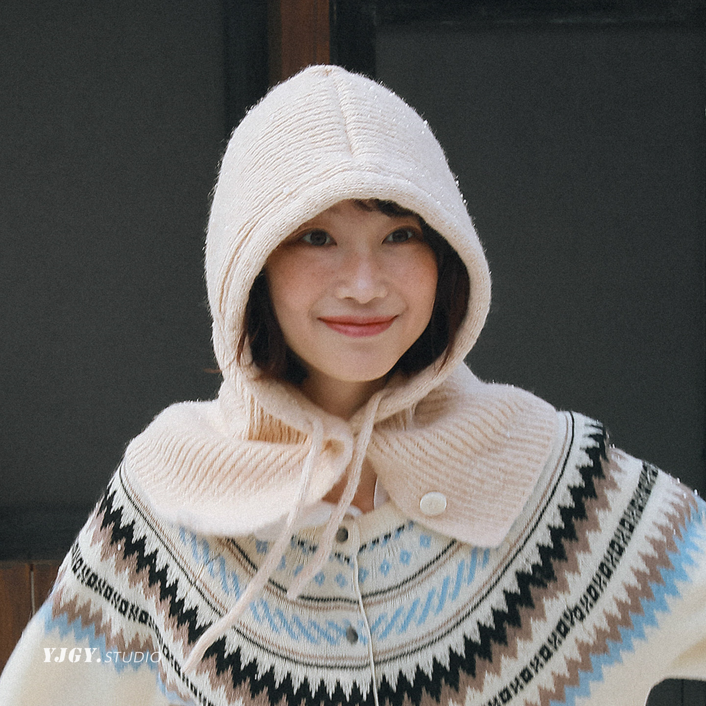 印计谷羽设计师自留羊毛针织帽子女秋冬天保暖护耳抽绳毛线披肩帽,服饰配件/皮带/帽子/围巾,帽子,淘宝优惠券,粉丝福利购,淘宝优惠卷