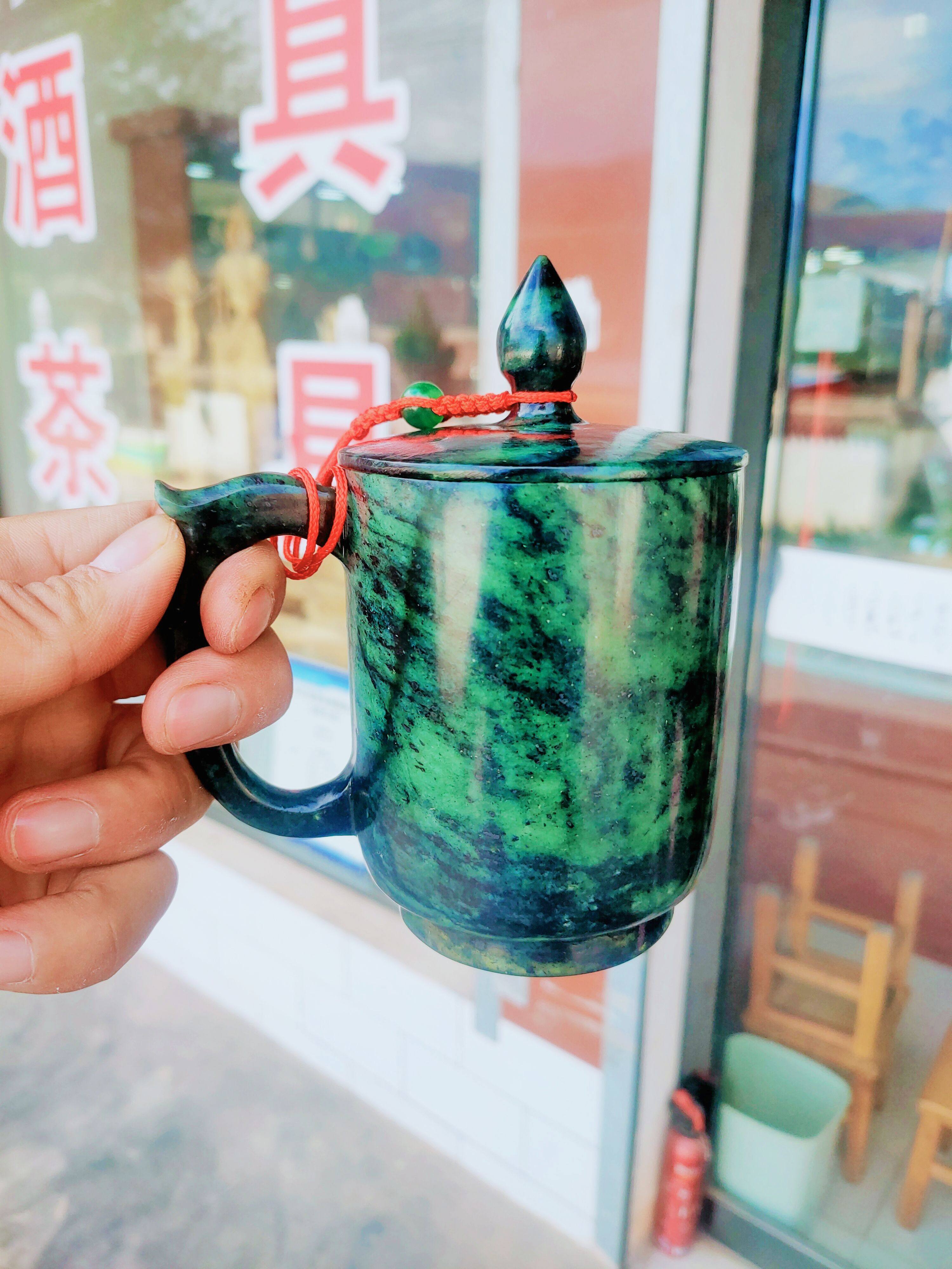 静云轩夜光杯敦煌祁连玉酒泉特产她天然玉石手工雕刻水杯茶杯包邮