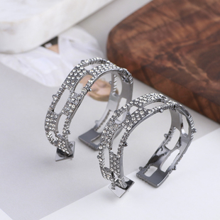 Alexis Bittar夸张个性镂空几何图形方格大C形不规则满钻潮耳环女