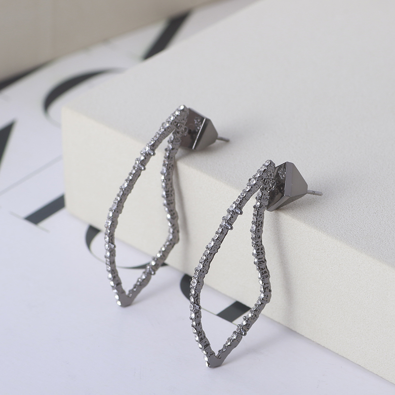 几何不规则小翅膀镶嵌拼色耳钉