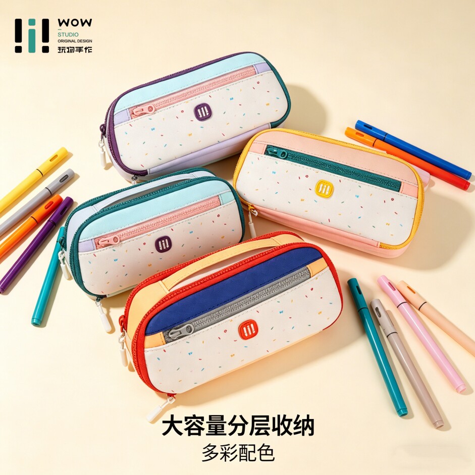 玩物文创笔袋字母拉链小众设计大容量高颜值学生文具收纳袋ins风