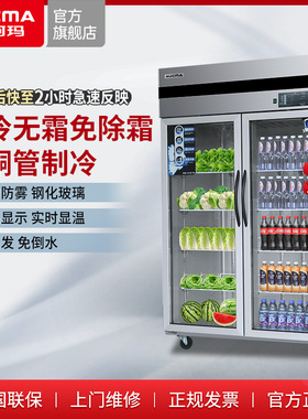 澳柯玛VC-890AW风冷无霜冷藏展示柜双门啤酒饮料鲜花蔬菜水果保鲜