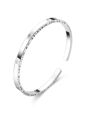 NRO 足银莫比乌斯环荆棘玫瑰手镯素圈开口首饰镯子送女友新年礼物