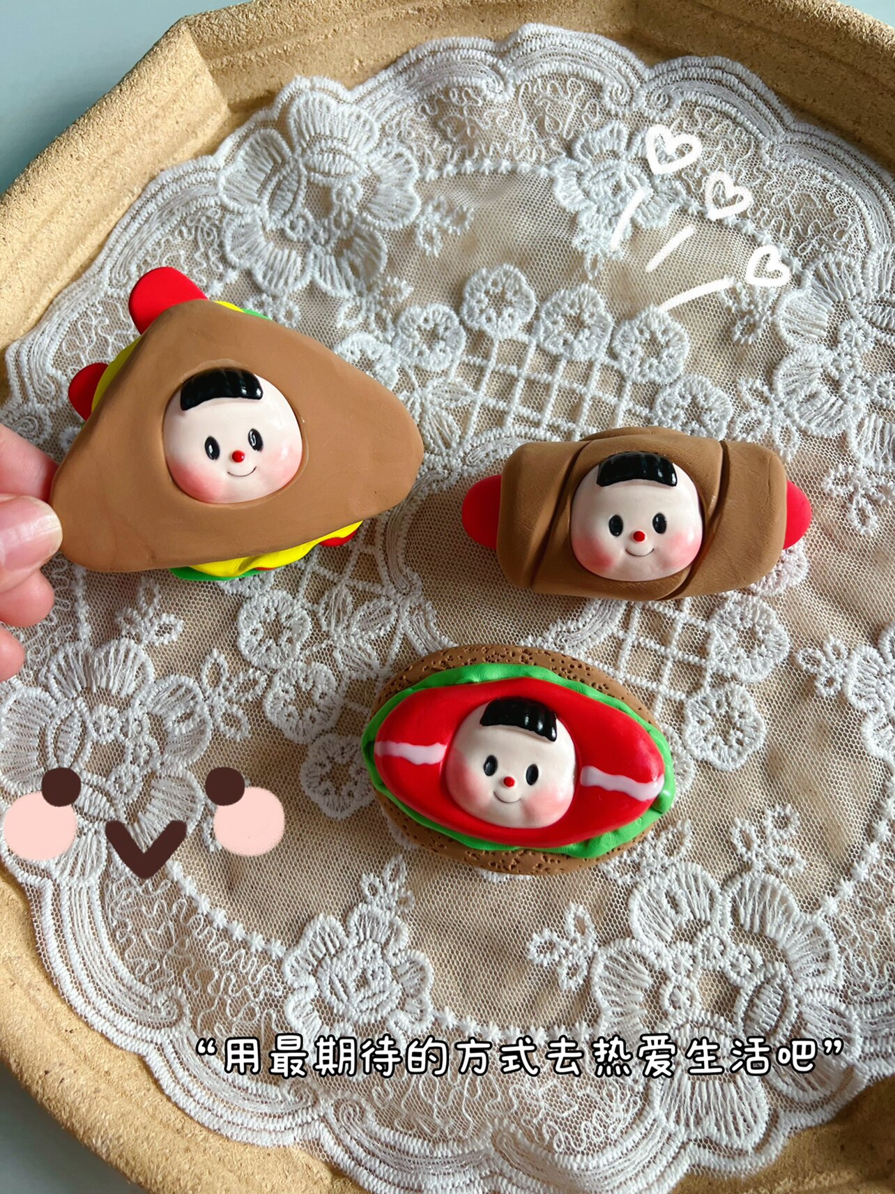 多多妹食玩冰箱贴 三明治 热狗 烤肠 黏土手作