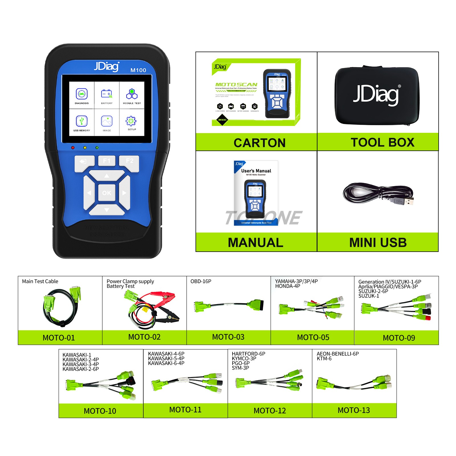 JDiag M100 Motorcycle Diagnostic Scanner for Honda/Yamaha...