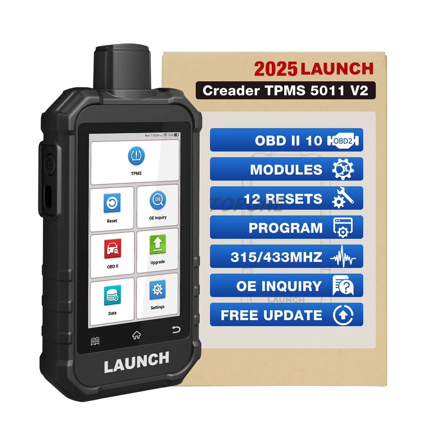 海外版LAUNCH X431 5011 V2 TPMS Tool 315/433Mhz Tire Pressure