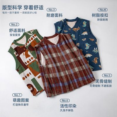 粒粒仔2025新款秋冬纯棉马甲背心时尚抗静电男童款