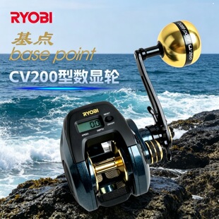 利优比 基点CV200数显轮海钓计数水滴轮近海船钓轮黑黄底钓拉流轮