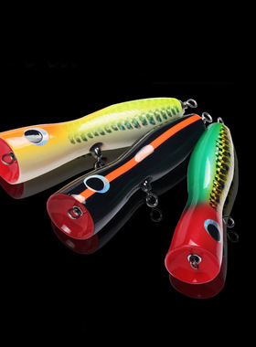 水面系波爬路亚饵木质撞水Floating波扒POPPER假饵浮水中上层船钓