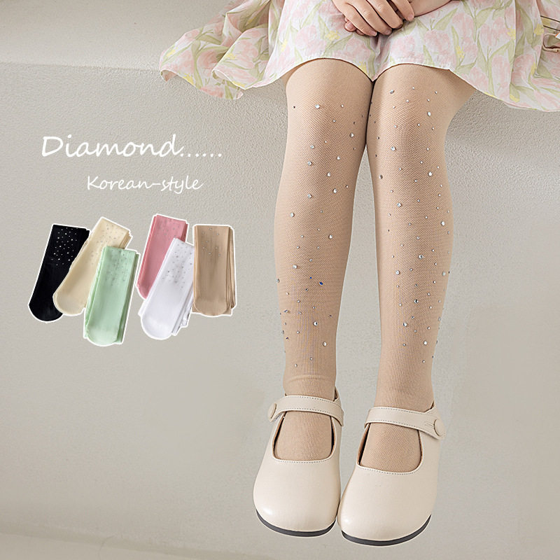 2026夏季新薄款带钻儿童丝袜肉色满钻肤色打底裤袜女童白色舞蹈袜