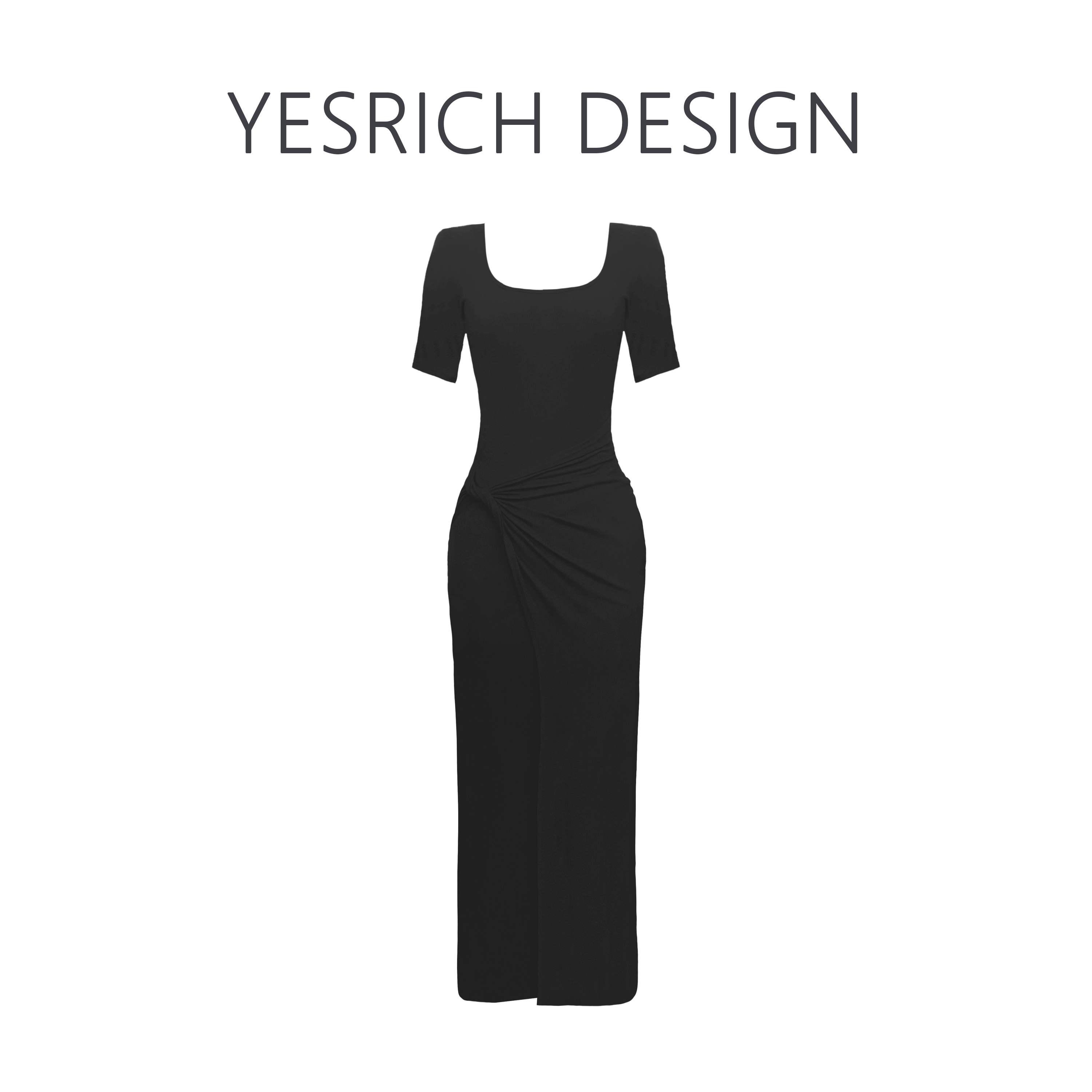 左岸迷情 优雅复古休闲端庄遮肉显瘦扭结设计师短袖款连衣裙G253