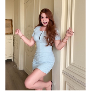 甜夏云朵 通勤风甜妹设计感排扣高弹亲肤遮肉显瘦褶皱连衣裙G172