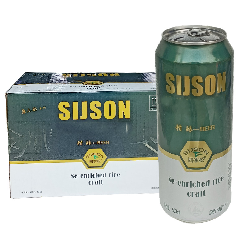 500ML12瓶9度四季松大米酿造啤酒宜春明月山啤酒配料表含富硒大米