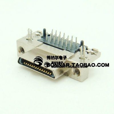 邦纳尔 scsi-28pin 90度弯针脚焊板卡母座0.8mm间距 DC槽式28芯