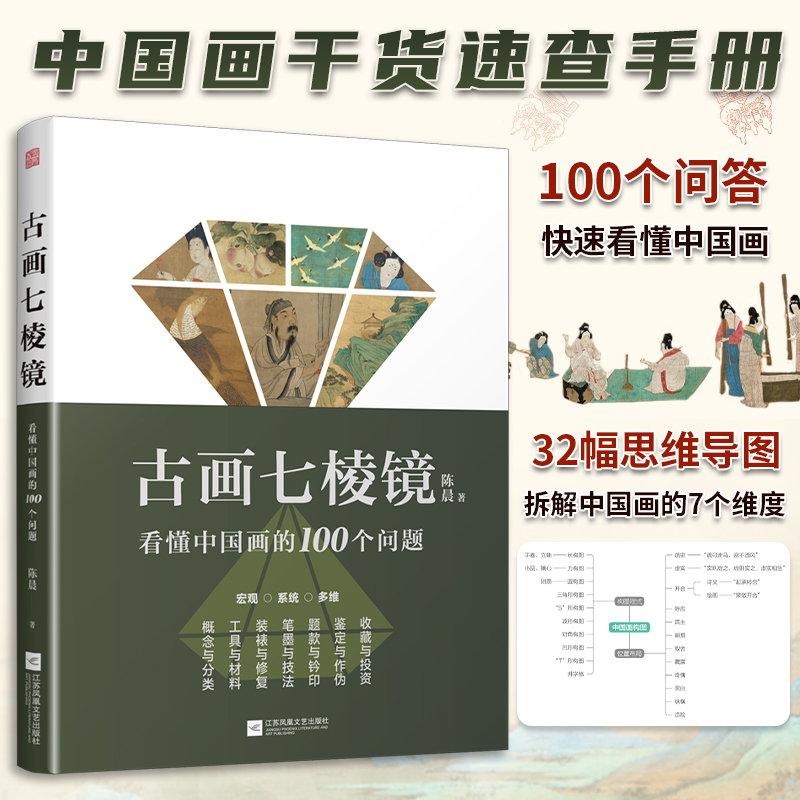 古画七棱镜 看懂中国画的100个问题 陈晨 中国画的概念与分类 工具材料 装裱修复 笔墨技法 题款钤印 鉴定作伪 收藏投资 思维导图