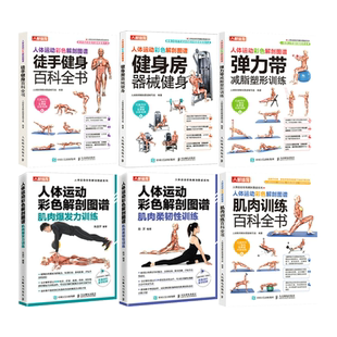 任选【扫码视频】人体运动彩色解剖图谱 健身房器械健身+徒手健身+肌肉训练百科全书+弹力带减脂塑形训练+肌肉爆发力/柔韧性训练书