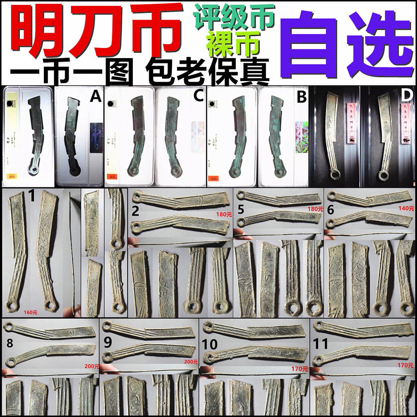 明刀 刀币 战国燕国铸币 评级币 裸币 好品 一币一图 自选 保真