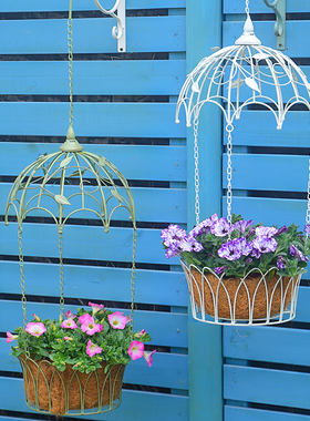 欧式铁艺降落伞叶子花瓣垂吊花篮 阳台花园墙壁装饰 绿植花卉花器