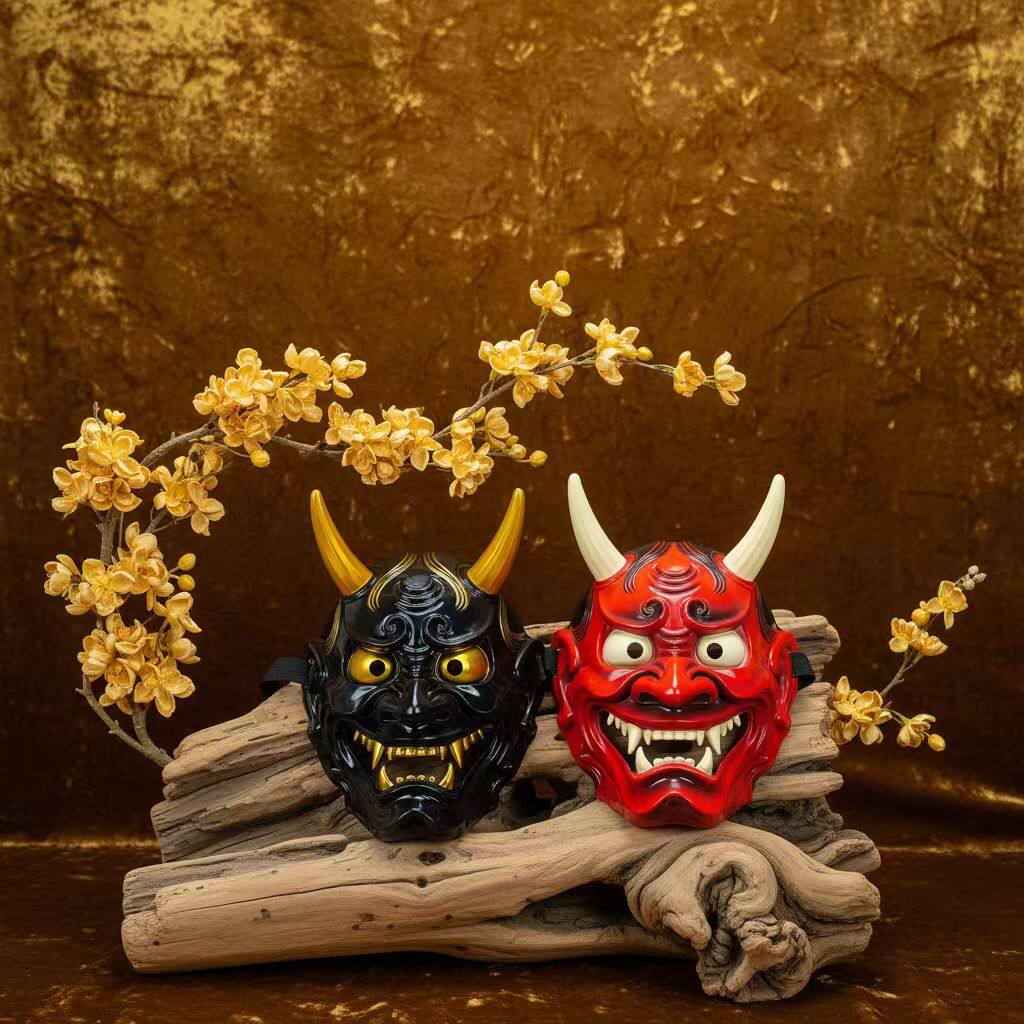 日式般若面具全脸万圣节cos道具ABS树脂恶鬼面罩可佩戴装饰挂件