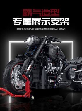 古励60521哈雷复古突破者摩托车大型男孩拼装积木摆件模型玩具