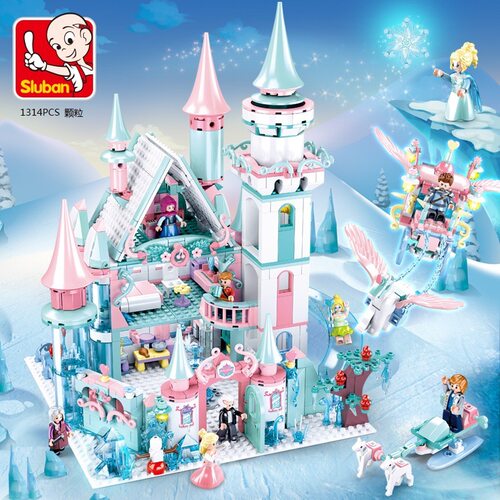 小鲁班0789公主冰雪城堡女孩儿童过家家拼装积木生日礼物品玩具