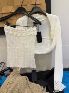 无袖 法式 短款 气质镂空修身 上衣 立体钩花针织斜肩吊带背心女夏新款