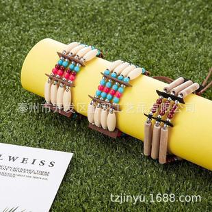 新款亚头马逊木手链饰印第安非洲土著人头珠饰木珠项链手链野人道