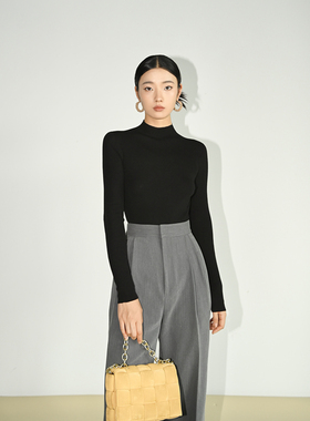 SOUL JUC无缝一体纯羊毛衫经典半高领百搭打底衫显瘦针织衫毛衣