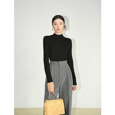 羊毛半高领无缝一体18针羊毛衫