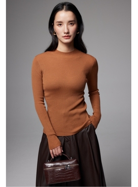 SOUL JUC亲肤舒适美丽诺细羊毛18针无缝一体半高领薄羊毛衫