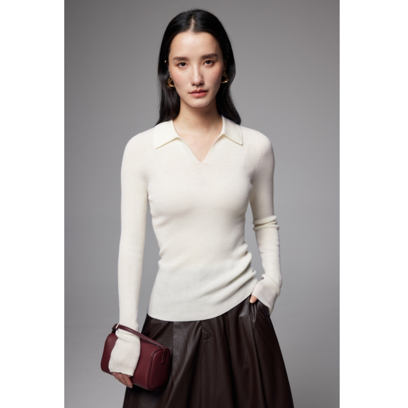 超细精纺羊毛长袖毛针织衫