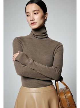 SOUL JUC堆堆领修身羊毛衫冬无缝针织衫百搭加厚打底衫气质毛衣