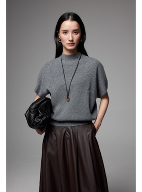 SOUL JUC实穿百搭无缝一体美丽诺气质羊毛衫半高领小飞袖针织衫