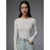 羊毛衫 SOUL JUC亲肤舒适美丽诺120S细羊毛18针无缝一体一字肩薄款