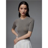 羊毛衫 SOUL JUC可机洗亲肤美丽诺120S细羊毛18针无缝一体圆领薄款