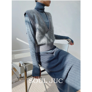 SOUL JUC 叠穿圣品super级马海毛拼羊毛柔软马夹通勤背心