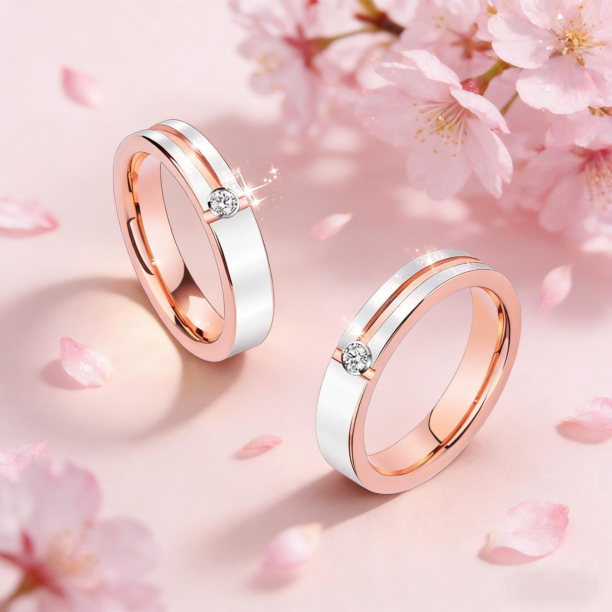 飒雅戒指玫瑰金色定制刻字情侣对戒蒹葭钨金指环钨钢婚戒男女结婚