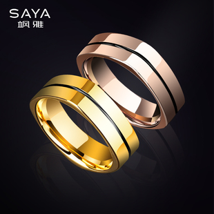 飒雅戒指男士潮流高级感四方形钨金情侣食指尾戒女玫瑰金男款指环