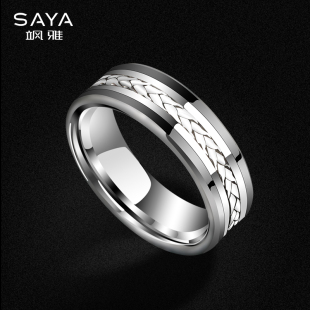 飒雅钨金S925银戒指男士潮牌高级感食指单身指环男款时尚个性男戒