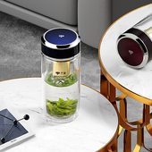 万象银离子抗菌钛杯异形鹅蛋玻璃杯茶杯泡茶杯双层过滤网便携随手