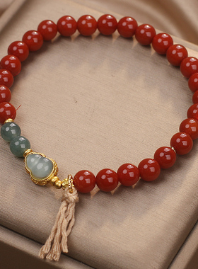 新中式南红玛瑙串珠手链女国风