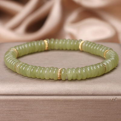 天然东陵玉算盘珠手链