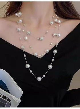 珍珠毛衣链项链女款2025新款