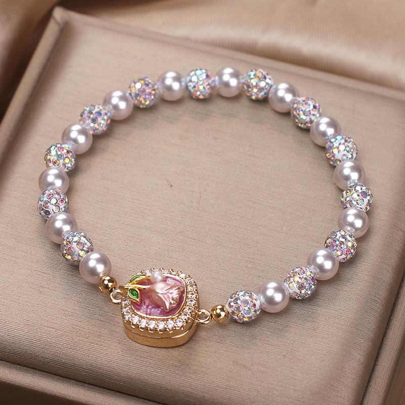 法式珍珠手链女新款油画玫瑰手串