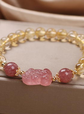 天然金发晶串珠手链女新中式