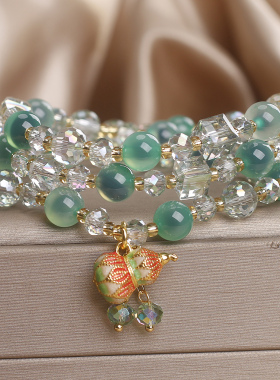 天然糖心玛瑙葫芦招财多圈手链