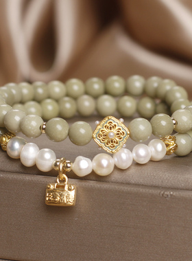 新中式天然阿拉善双圈手链